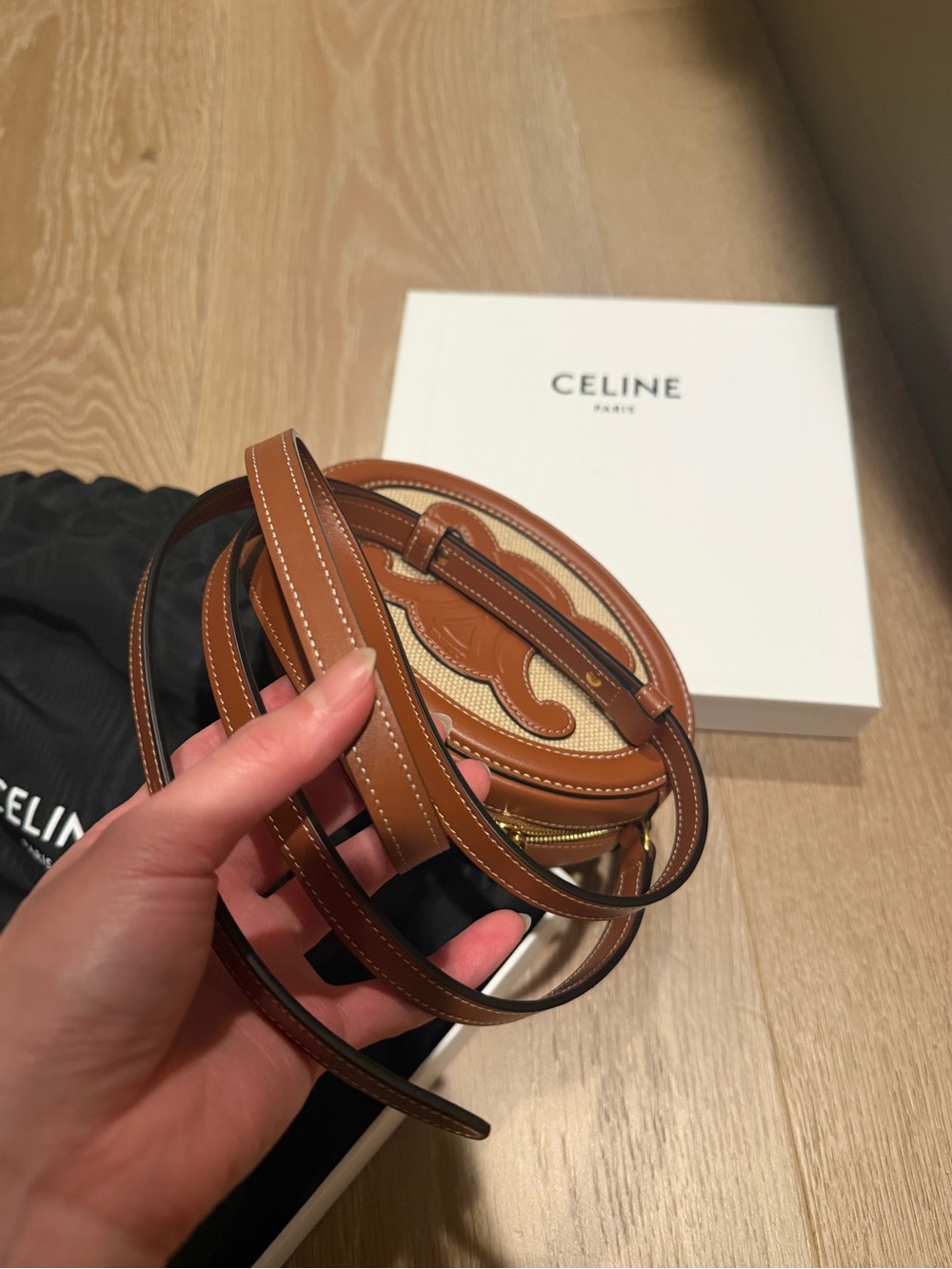 Celine Triomphe Oval Crossbody Bag in Brown and Beige - Picture 5 of 5
